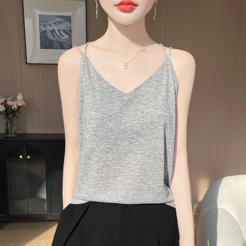 V-Neck Plain Strappy Camisole Top