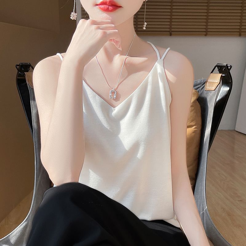 V-Neck Plain Strappy Camisole Top