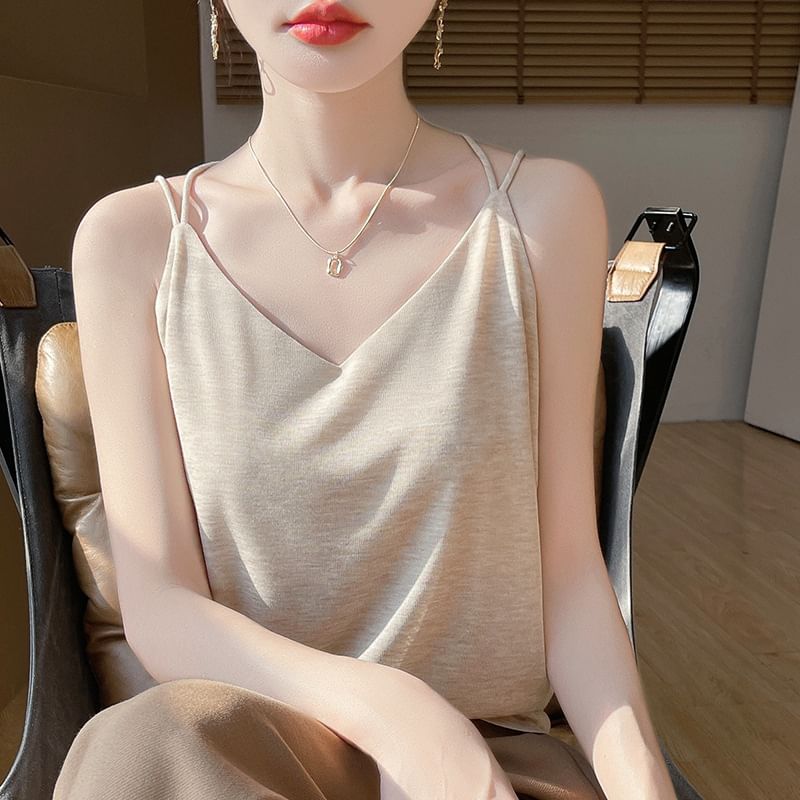 V-Neck Plain Strappy Camisole Top