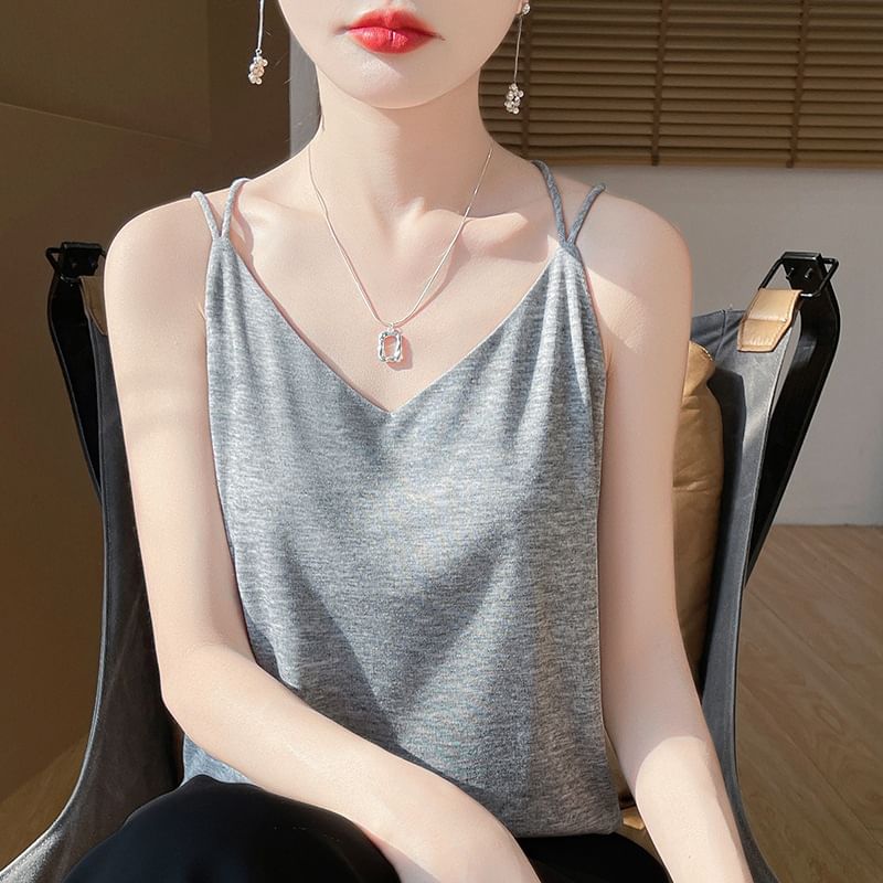 V-Neck Plain Strappy Camisole Top