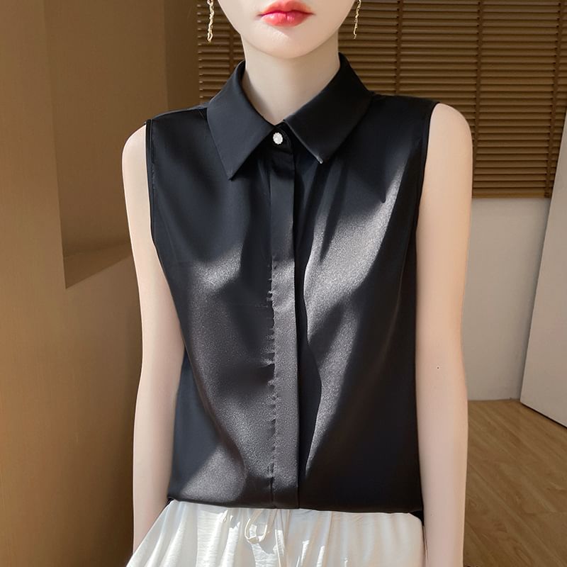 Sleeveless Plain Shirt