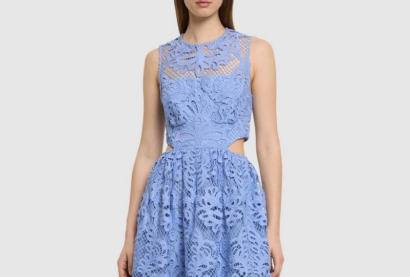 Sleeveless Patterned Cutout Midi Sundress