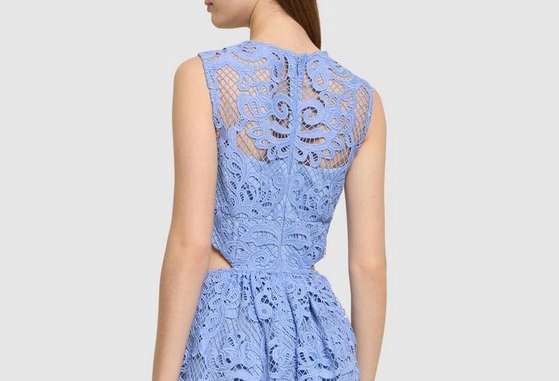 Sleeveless Patterned Cutout Midi Sundress