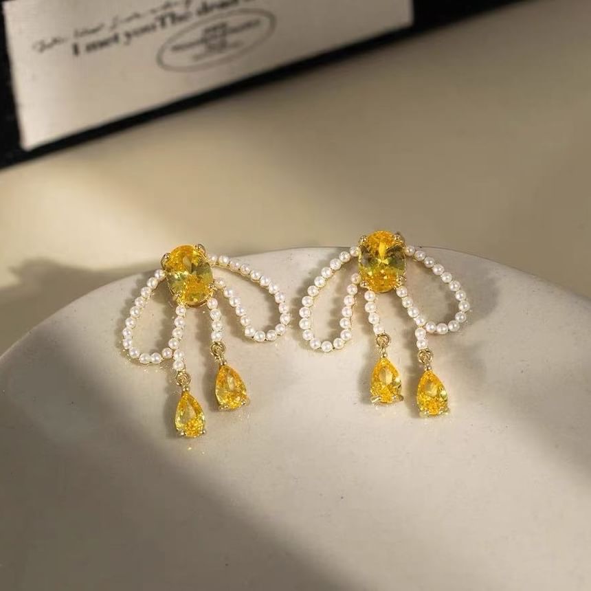 Stud Beaded Earring Bow