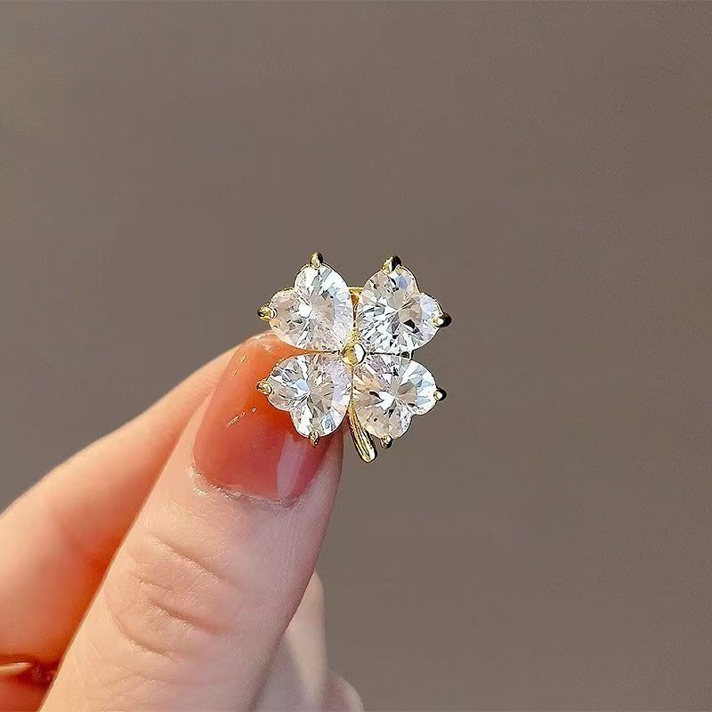 Drop Earring Zirconia Cubic Clover