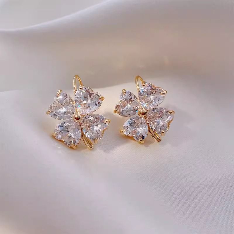 Drop Earring Zirconia Cubic Clover