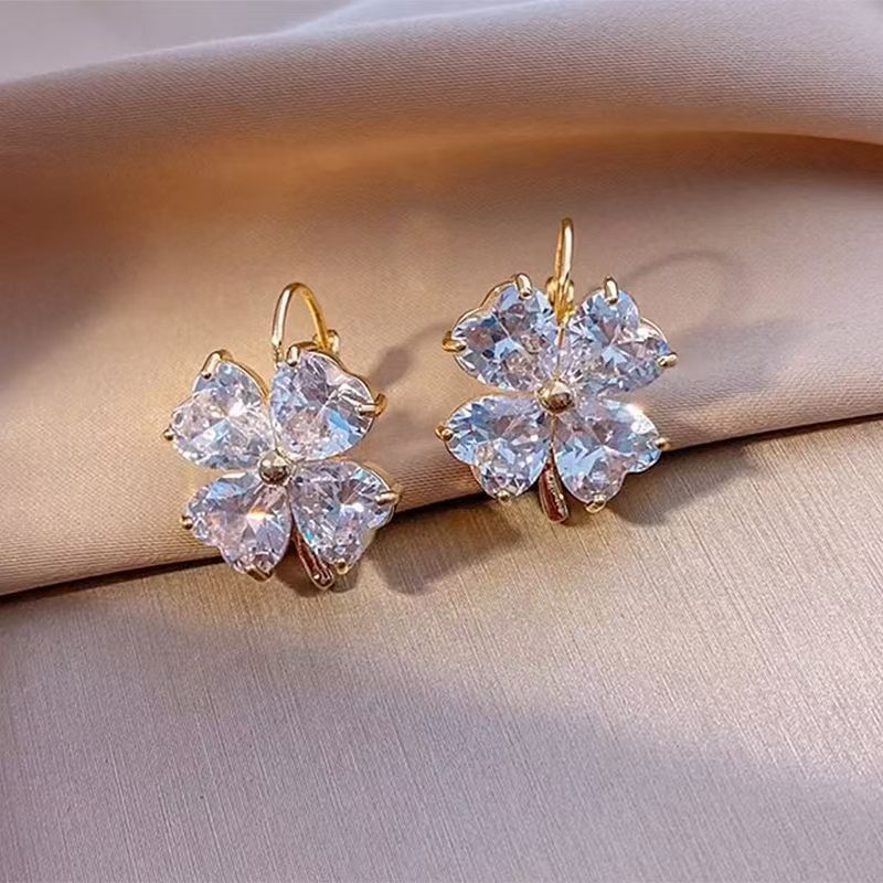 Drop Earring Zirconia Cubic Clover