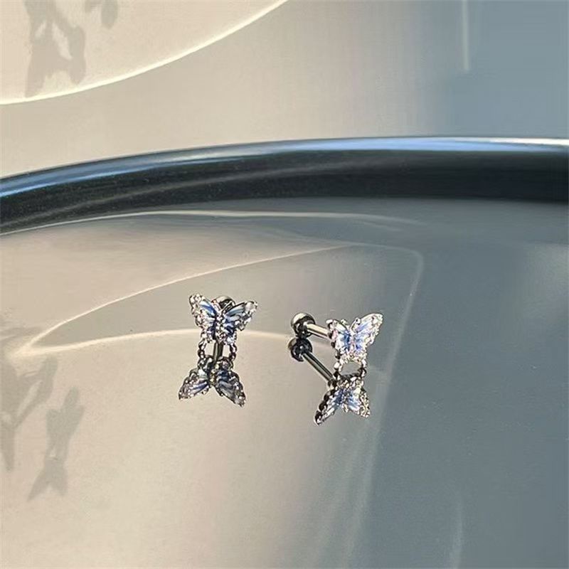 Rhinestone Earring Stud Butterfly