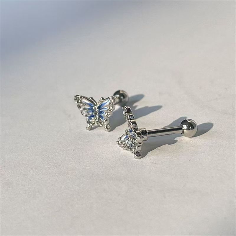 Rhinestone Earring Stud Butterfly