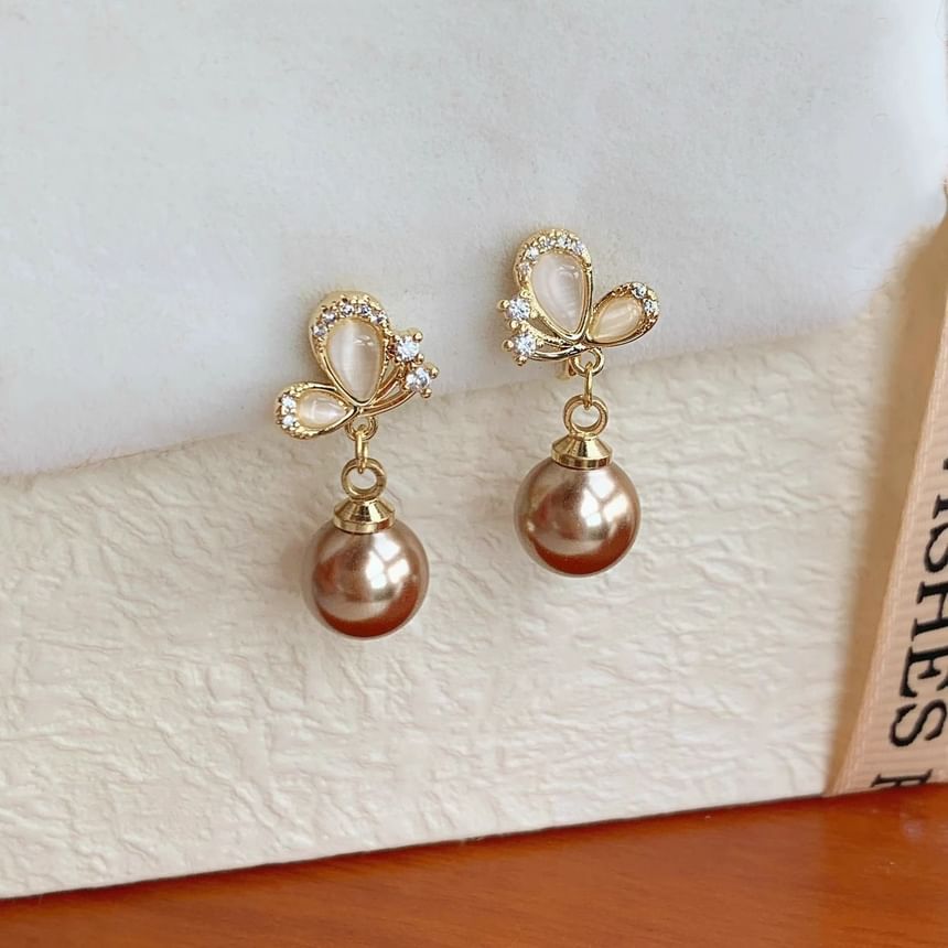 Earring Dangle Butterfly Beaded