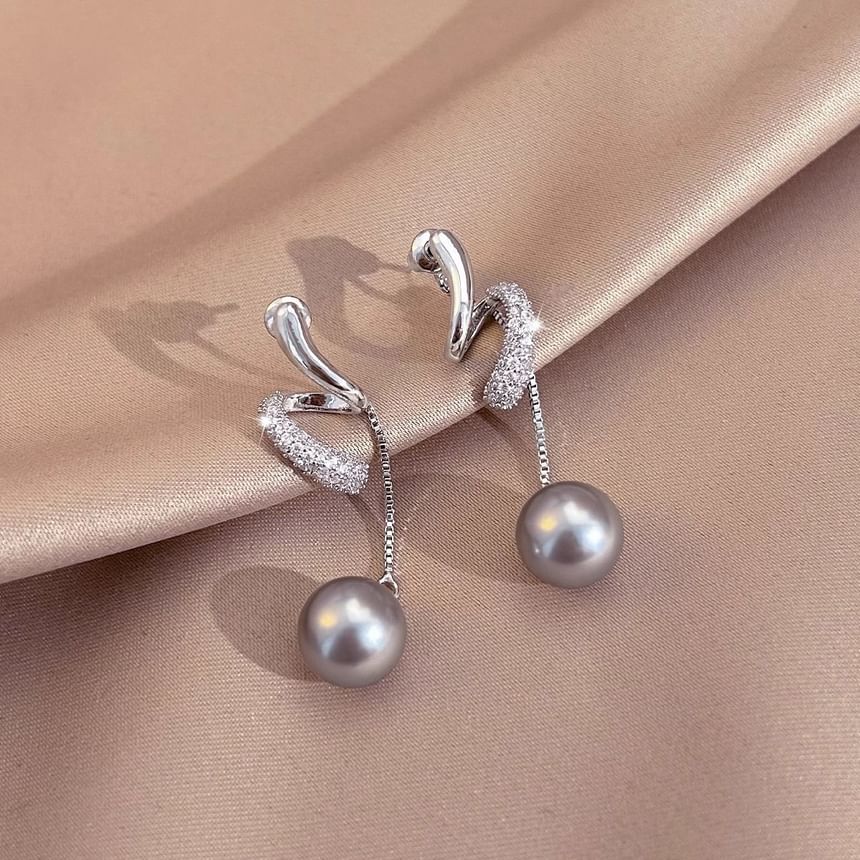 Earring Faux Dangle Pearl Rhinestone