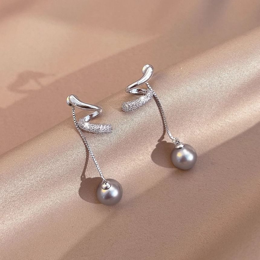 Earring Faux Dangle Pearl Rhinestone