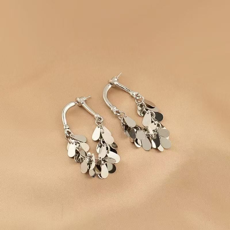 Disc Dangle Fringed Alloy Earring