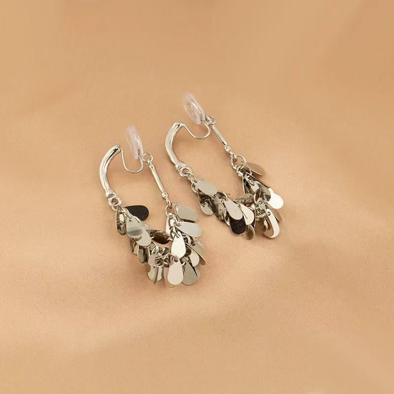 Disc Dangle Fringed Alloy Earring