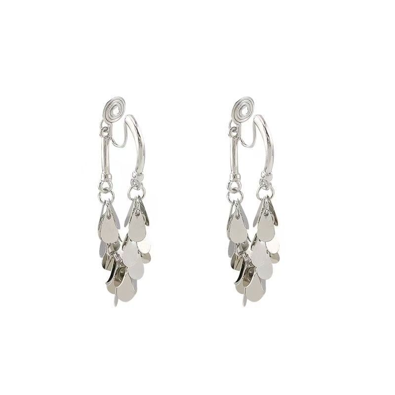 Disc Dangle Fringed Alloy Earring