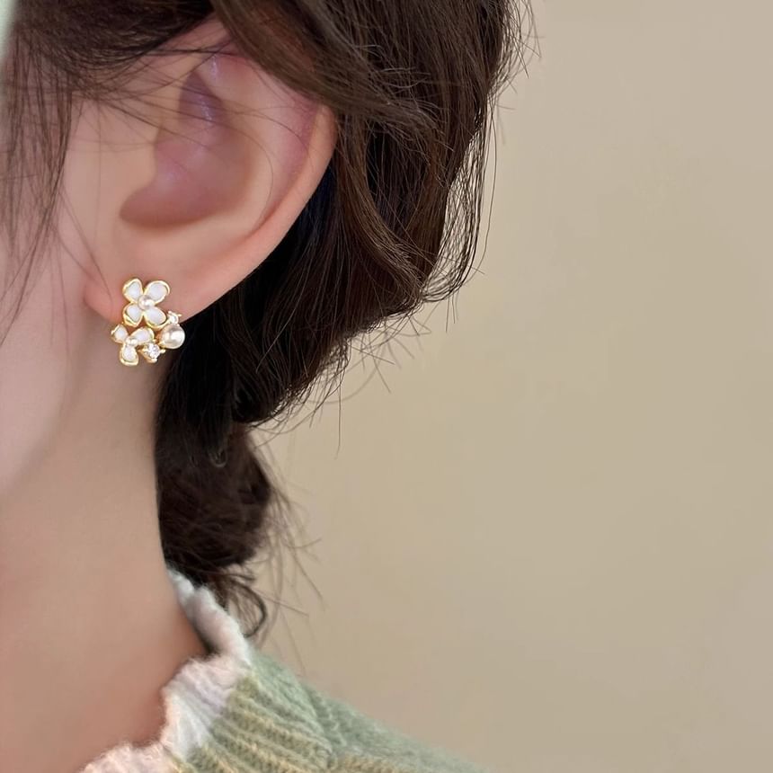 Earring Faux Floral / Ear Cuff Alloy Pearl Stud