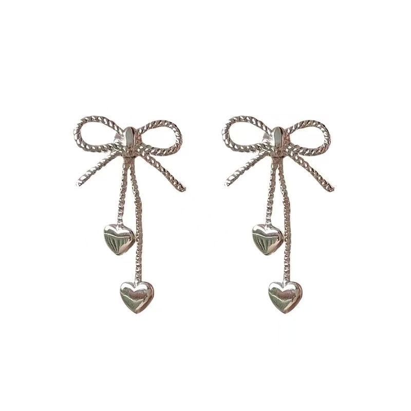 Alloy Earring Heart Dangle Bow