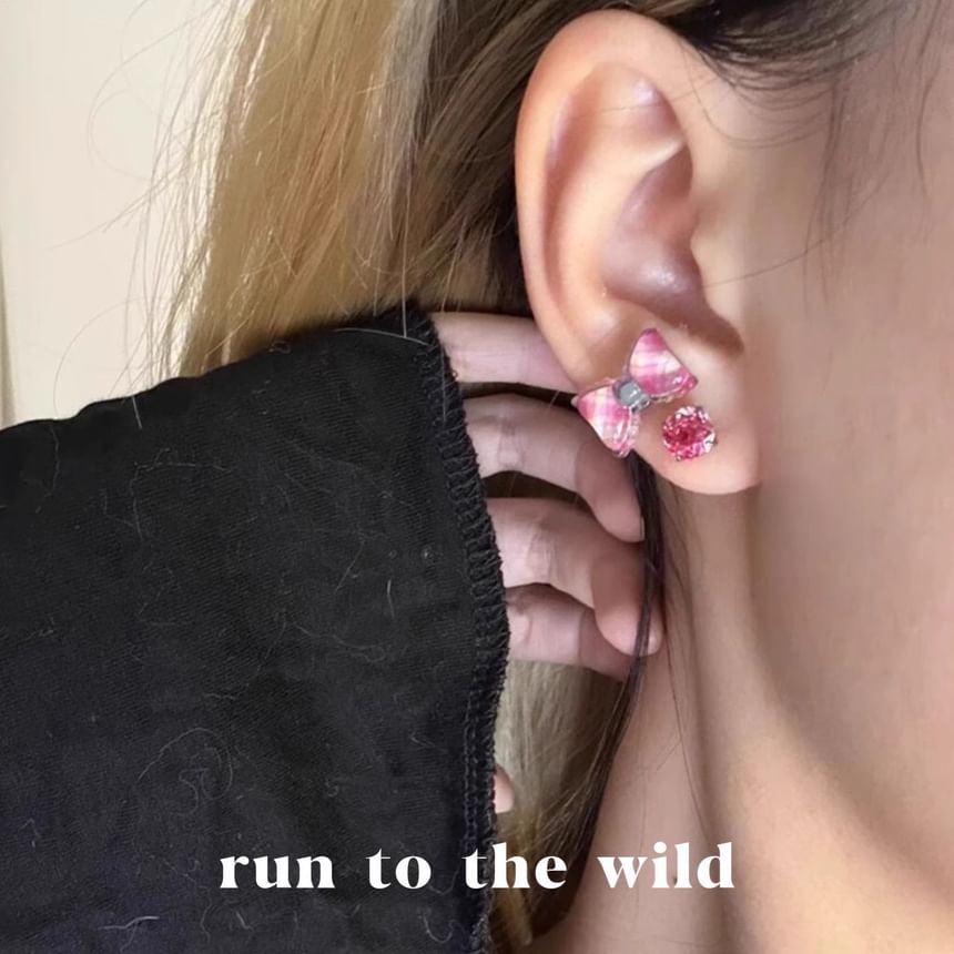 Bow Earring Alloy Rose