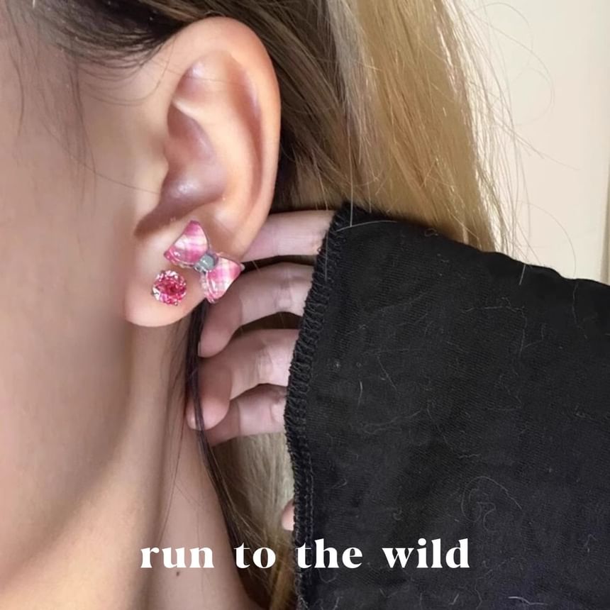 Bow Earring Alloy Rose