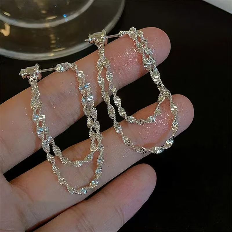 Layered Earring Helical Alloy Hoop