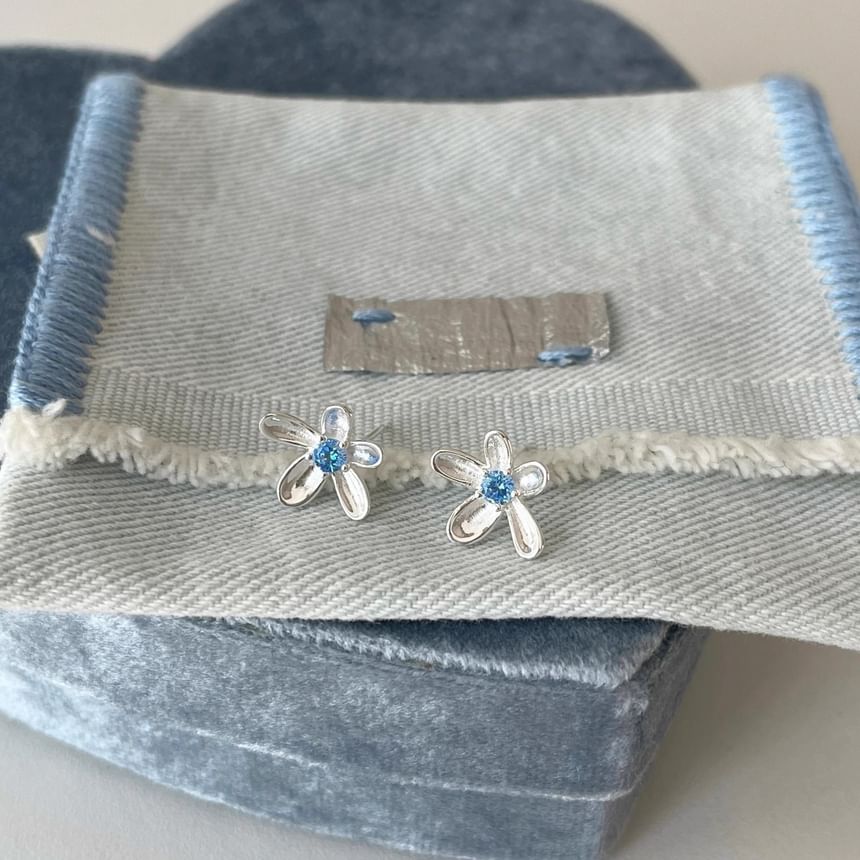 Earring Alloy Floral Stud Rhinestone