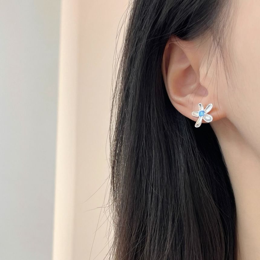Earring Alloy Floral Stud Rhinestone