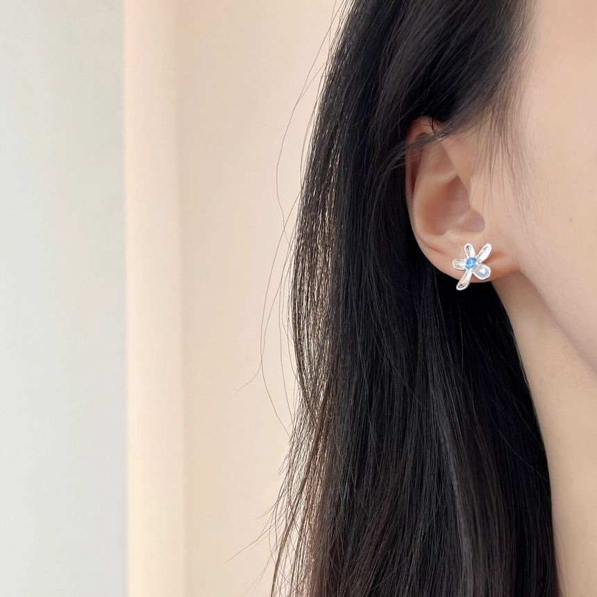 Earring Alloy Floral Stud Rhinestone