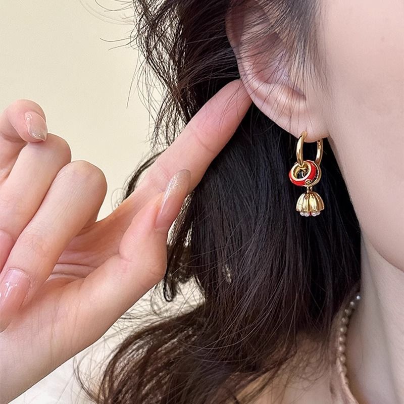 Earring Lotus Drop Alloy