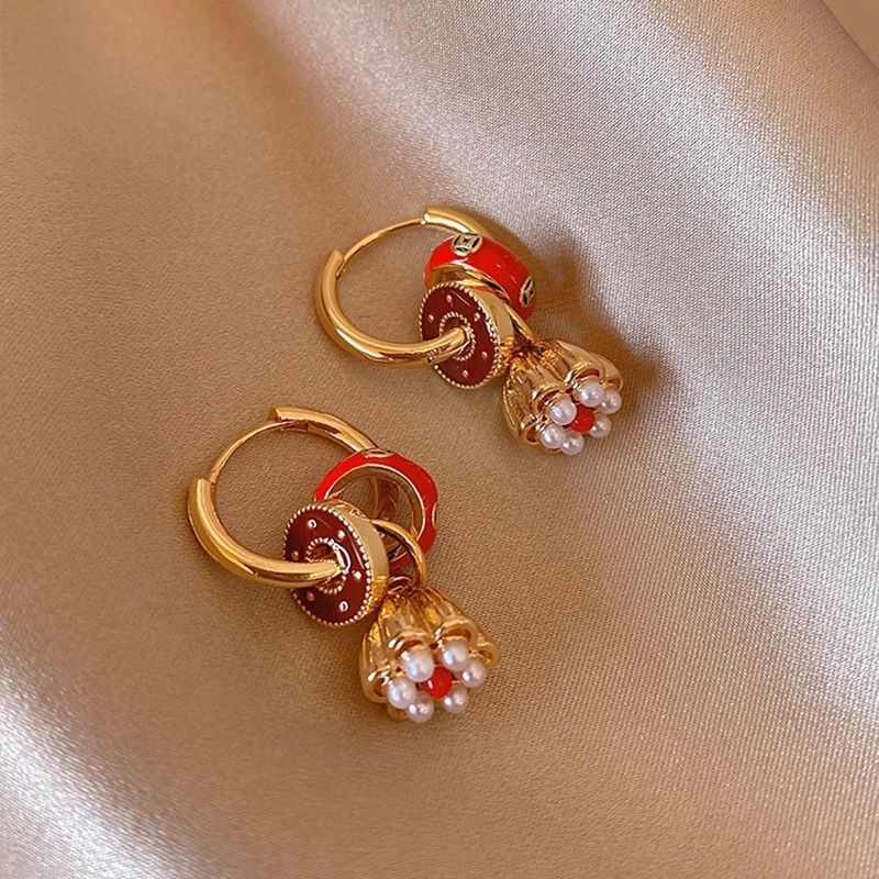 Earring Lotus Drop Alloy