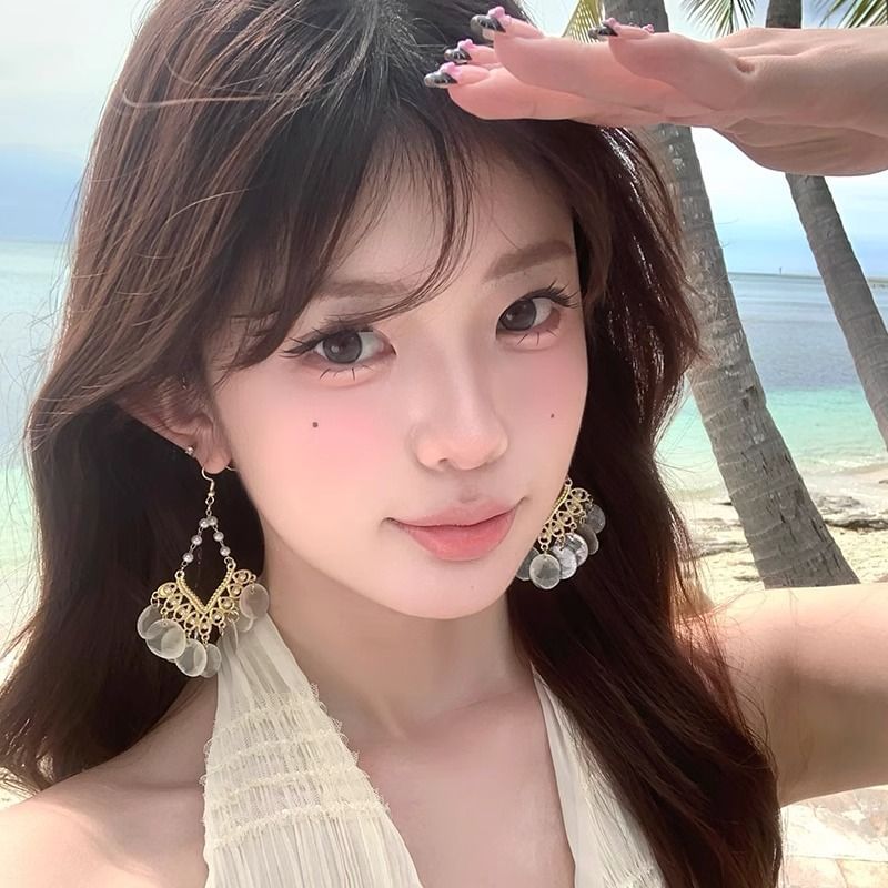 Alloy Chandelier Disc Earring Shell