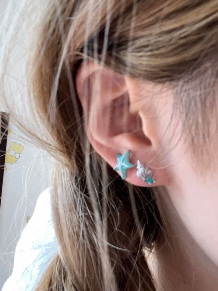 Stud Asymmetrical Earring Starfish Alloy
