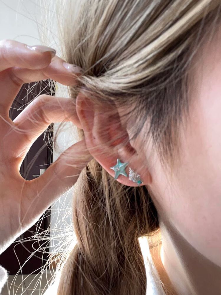 Stud Asymmetrical Earring Starfish Alloy