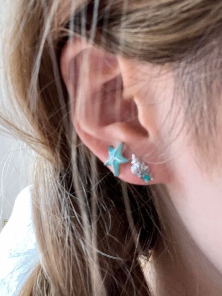 Stud Asymmetrical Earring Starfish Alloy