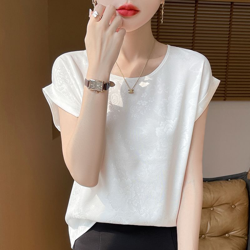 Short-Sleeve Crewneck Floral Print T-Shirt