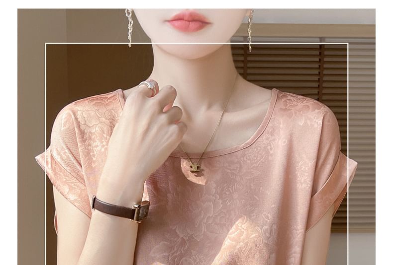 Short-Sleeve Crewneck Floral Print T-Shirt