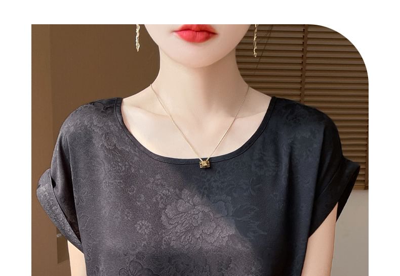 Short-Sleeve Crewneck Floral Print T-Shirt