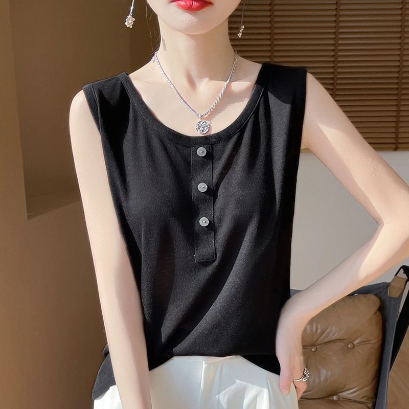 Henley Plain Tank Top