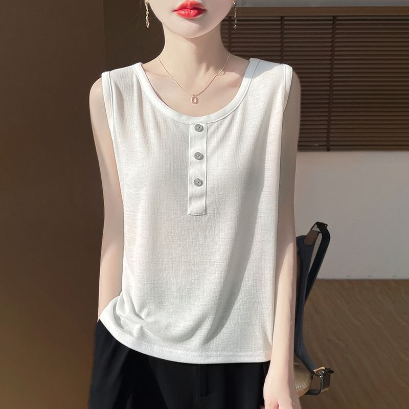 Henley Plain Tank Top
