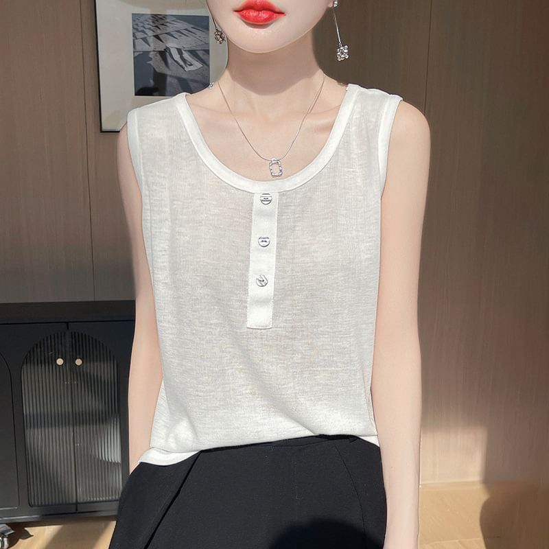 Henley Plain Tank Top