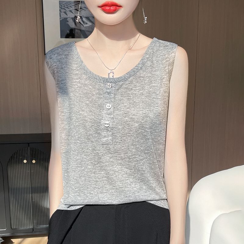 Henley Plain Tank Top