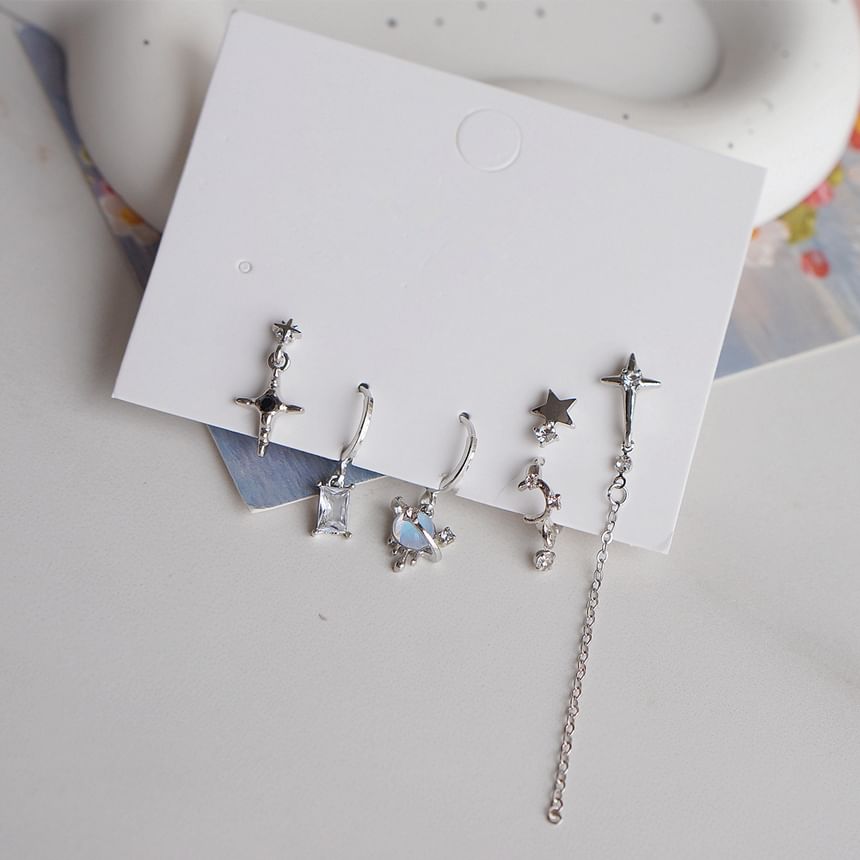 Drop 6: Huggie Earring Rhinestone of Dangle 925 Silver Set Sterling +