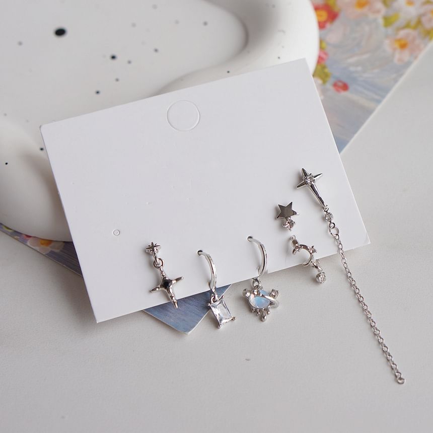 Drop 6: Huggie Earring Rhinestone of Dangle 925 Silver Set Sterling +