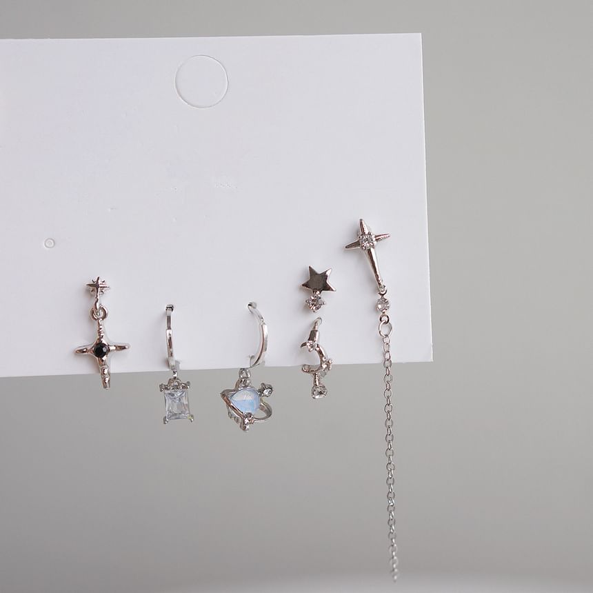 Drop 6: Huggie Earring Rhinestone of Dangle 925 Silver Set Sterling +