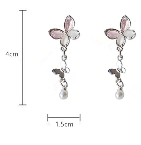 Sterling Pearl Clip-On Earring Silver / Faux Butterfly Drop 925