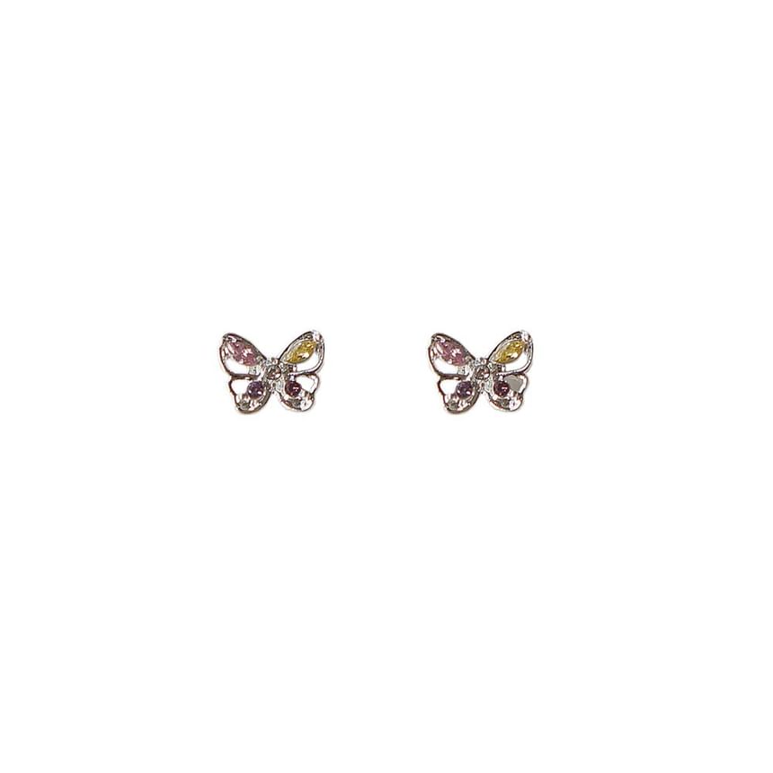 Earring Stud CZ Sterling 925 Butterfly Silver