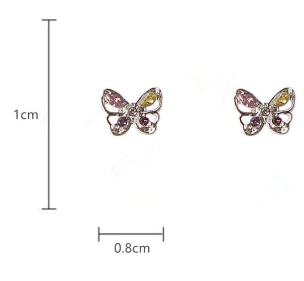 Earring Stud CZ Sterling 925 Butterfly Silver