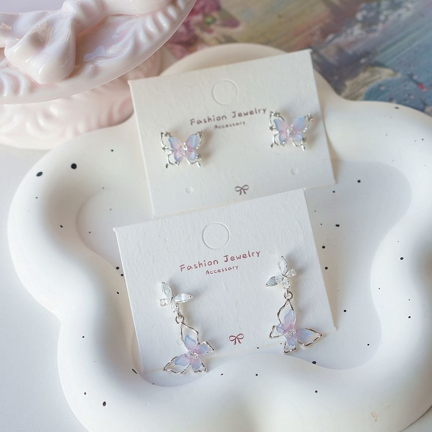 Butterfly Earring Sterling Stud 925 / Silver Drop