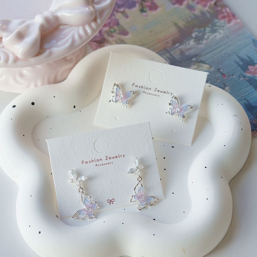 Butterfly Earring Sterling Stud 925 / Silver Drop