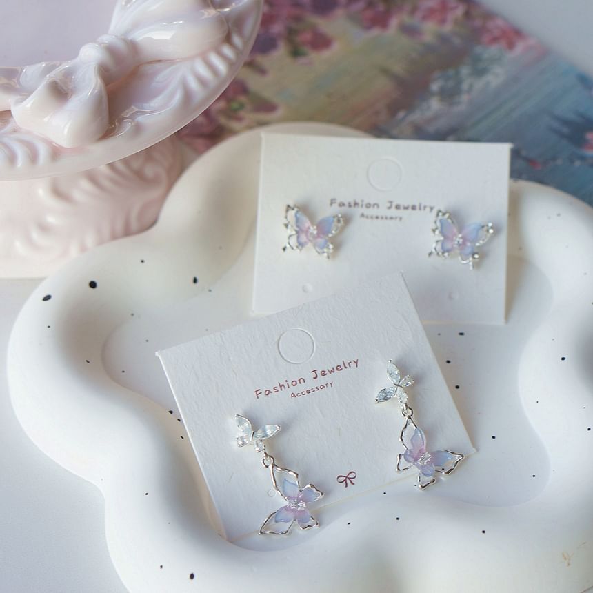 Butterfly Earring Sterling Stud 925 / Silver Drop