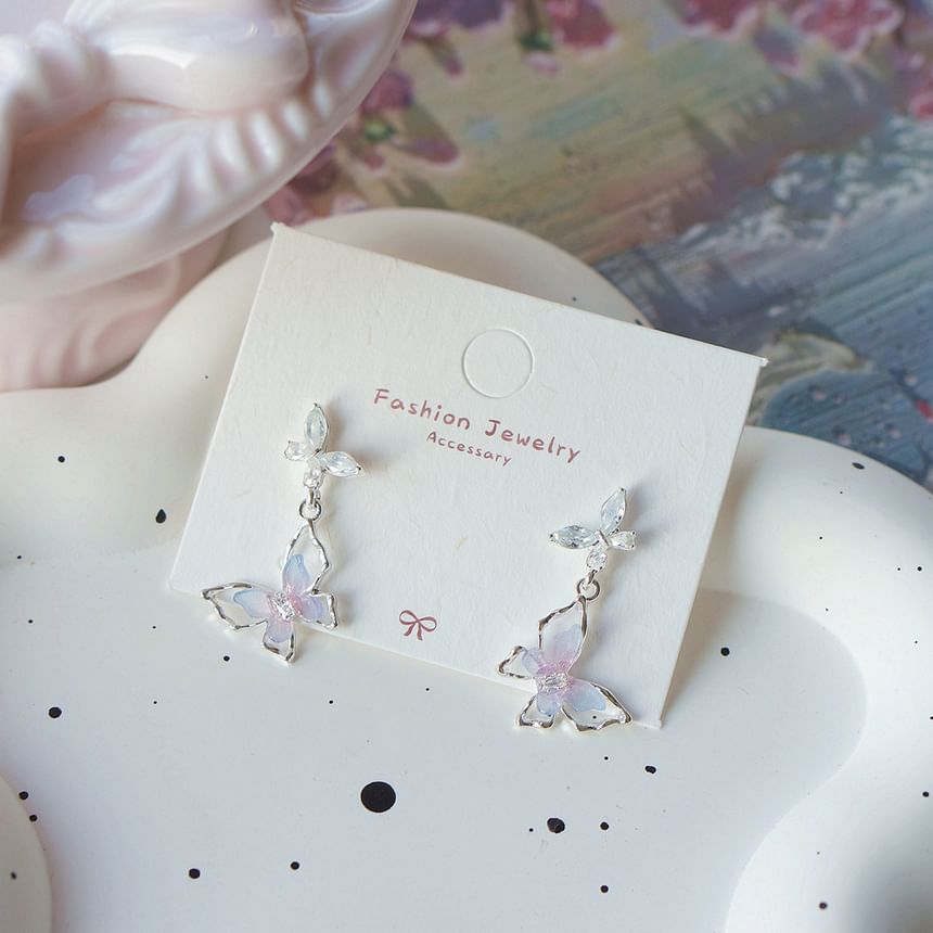 Butterfly Earring Sterling Stud 925 / Silver Drop